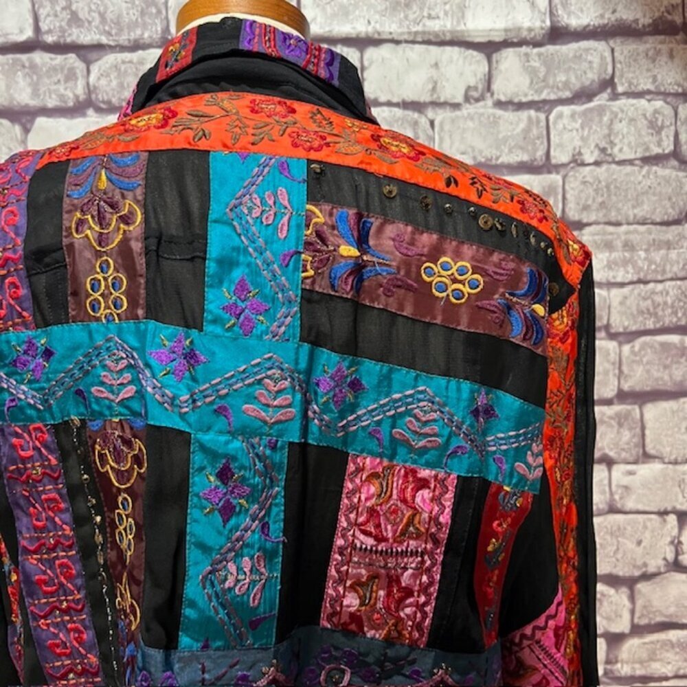 Chico's NWT Black, Purple, Red & Turquoise Button Down Jacket Size XL - Picture 6 of 8
